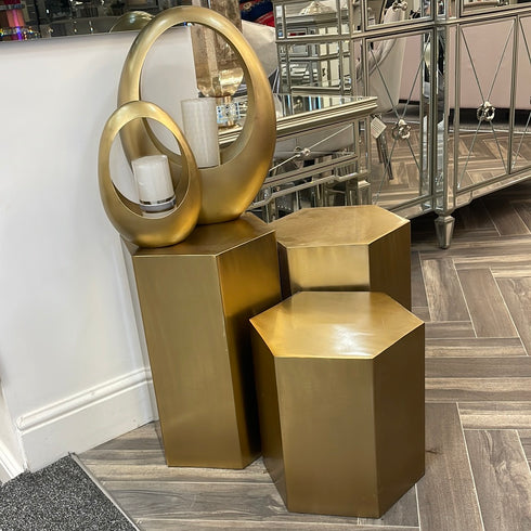Hexagonal Gold Side Table